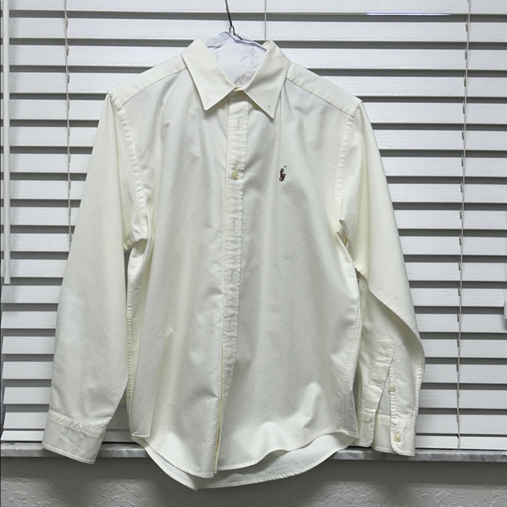 Ralph Lauren Off-White Long-Sleeve Button-Up Dress Shirt